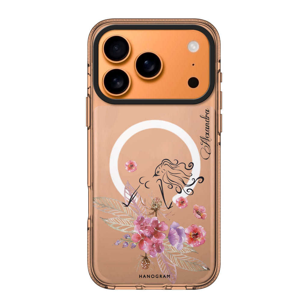 Floral Fairy I iPhone 17 Pro Max MagSafe 水晶透明保護殼 花卉圖案設計 可自訂名字 圖1