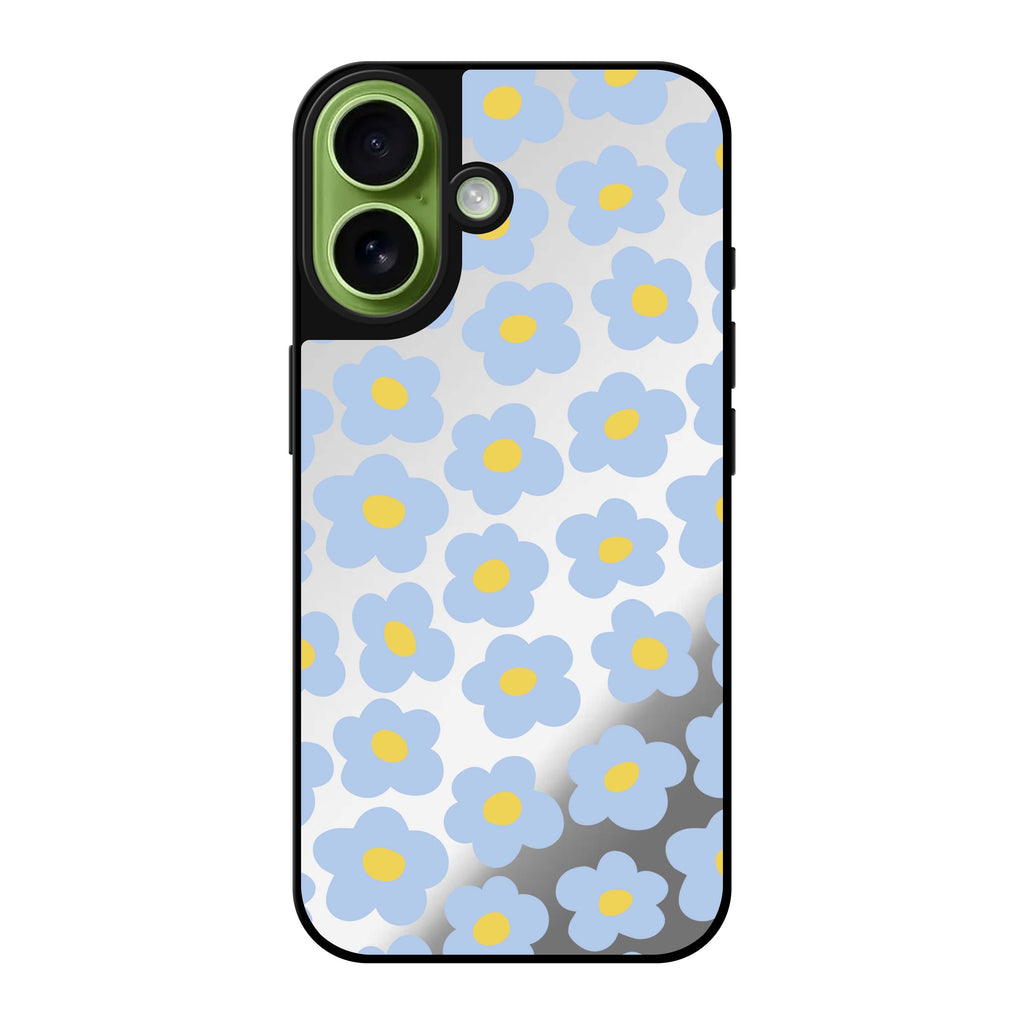 Reflective iPhone 16 Mirror Case –Flowers Pattern Design