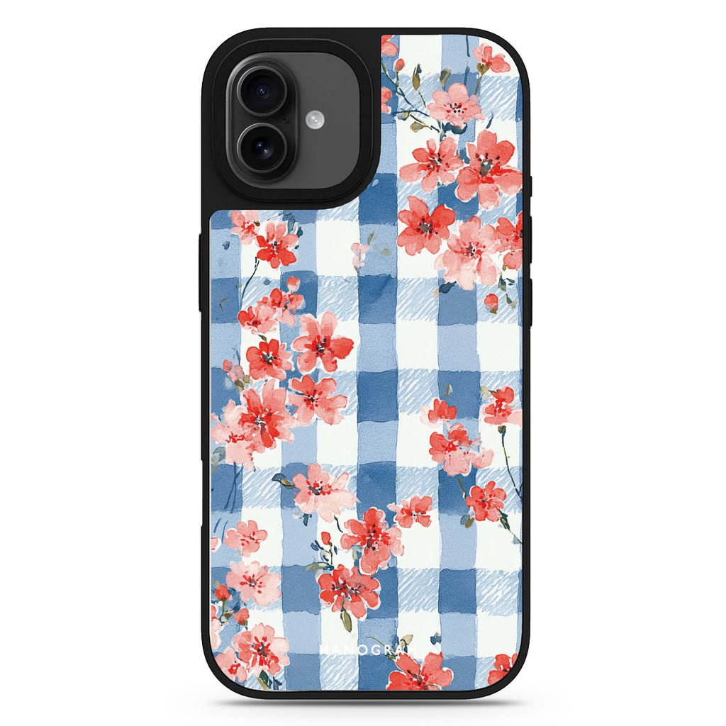 Gingham Bloom iPhone 17 花卉鏡面手機殼 主圖設計