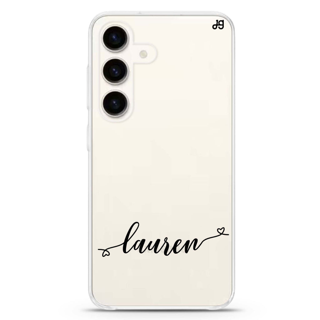 Made with love Samsung Galaxy S26/S25/S24 可加名字水晶透明保護殼正面展示