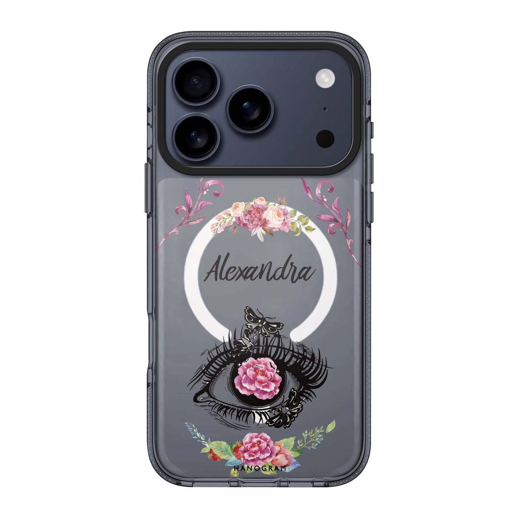 Flower in Eye iPhone 17 Pro Max MagSafe 水晶透明保護殼 眼睛圖案設計 可自訂名字 圖1