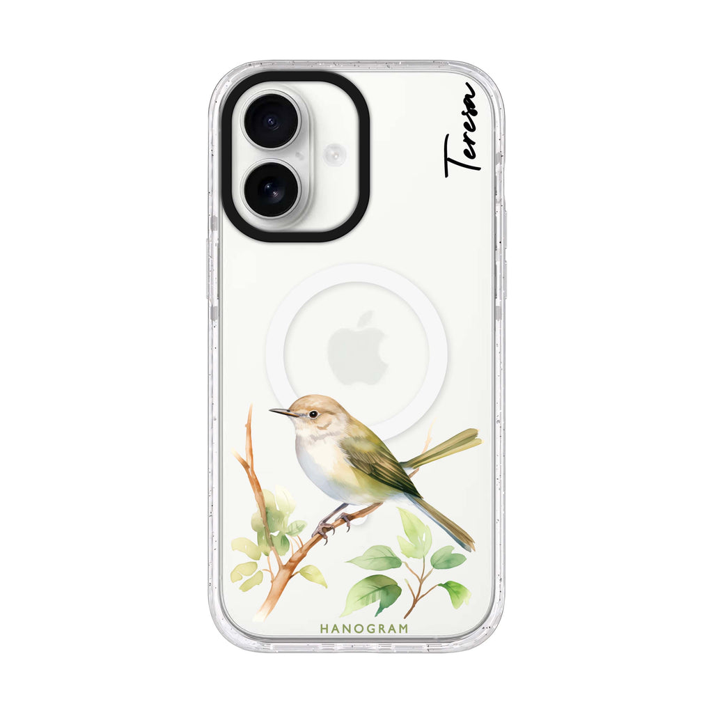 Warbler Whisper iPhone 17 水晶透明保護殼正面展示