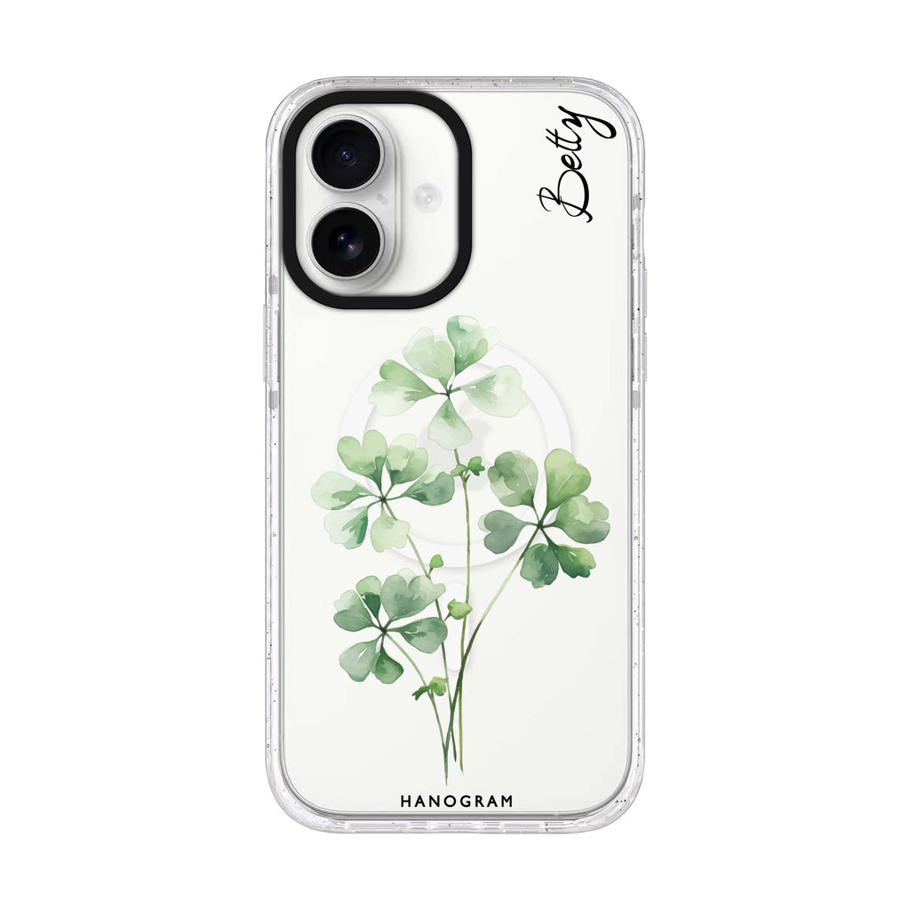 Luck's Leaf iPhone 17 水晶透明保護殼正面展示