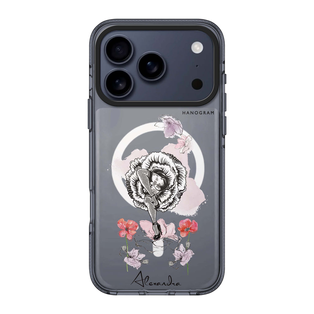 Dancing Flora iPhone 17 Pro Max MagSafe 水晶透明保護殼 花卉圖案設計 可自訂名字 圖1