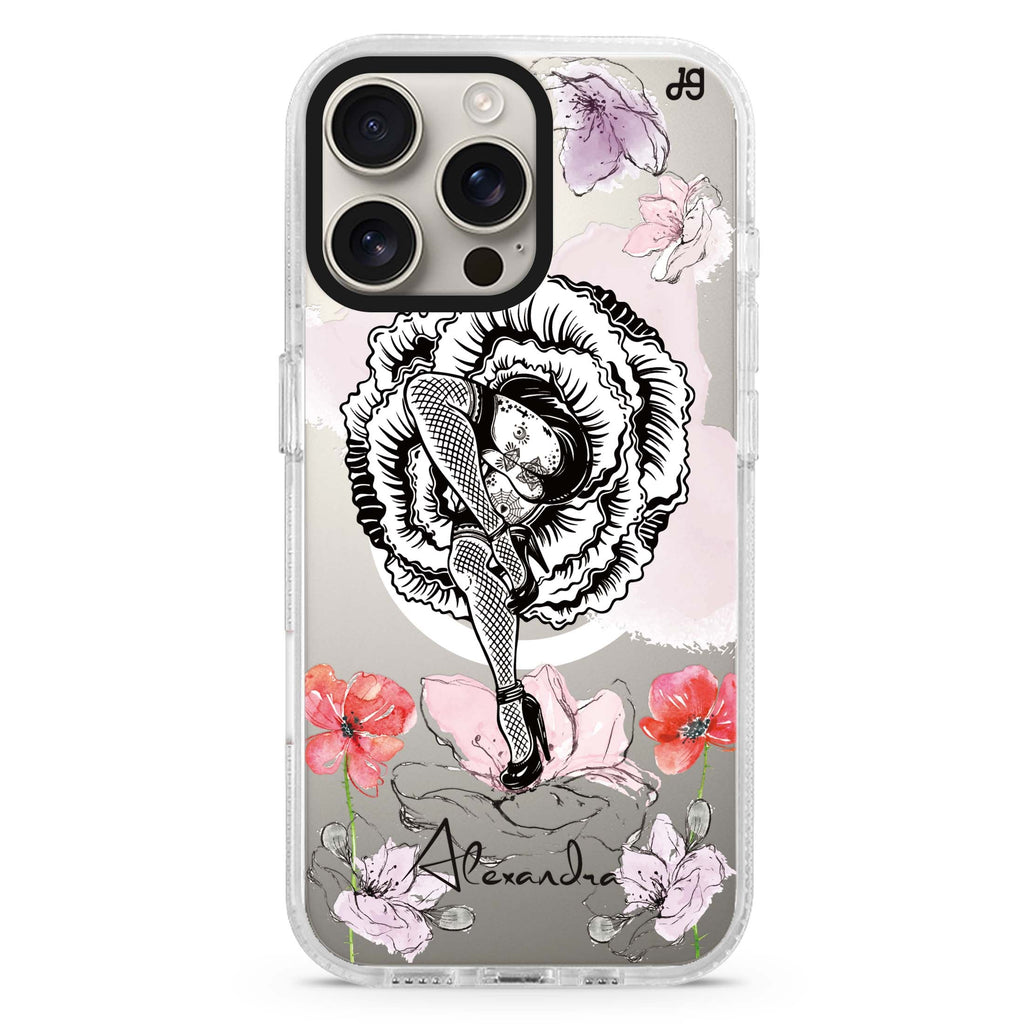 Dancing Flora Magsafe 兼容水晶透明保護殼