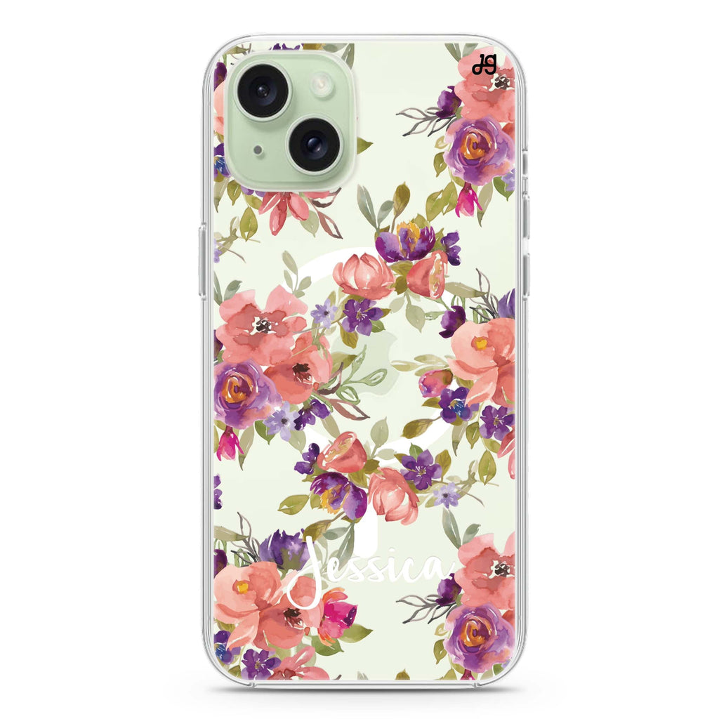 Floral Impression iPhone 15 Plus Magsafe 兼容水晶透明保護殼