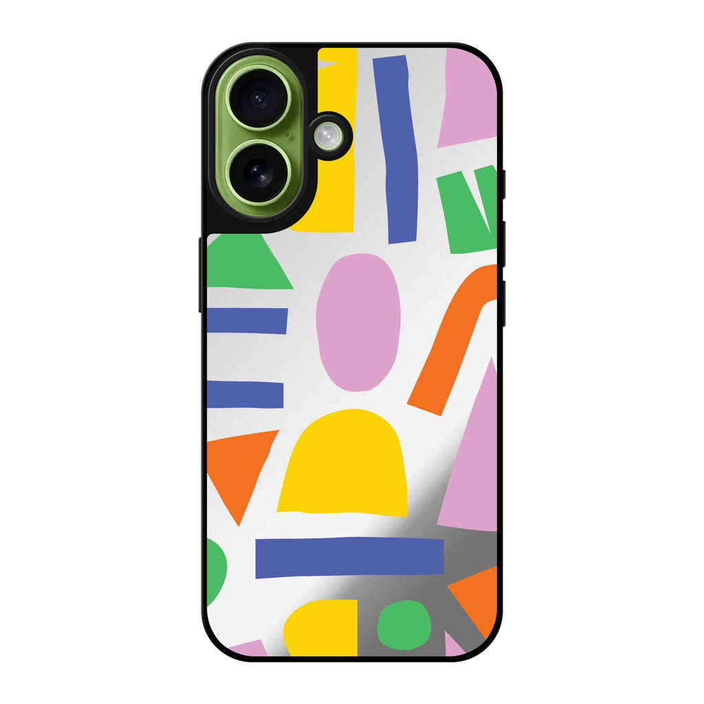 Reflective iPhone 16 Mirror Case –Abstract Doodles Design