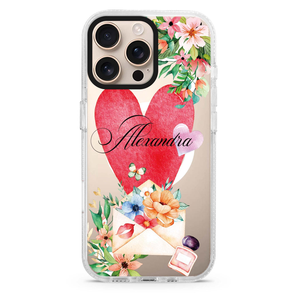 Floral Love Letter Magsafe 兼容水晶透明保護殼