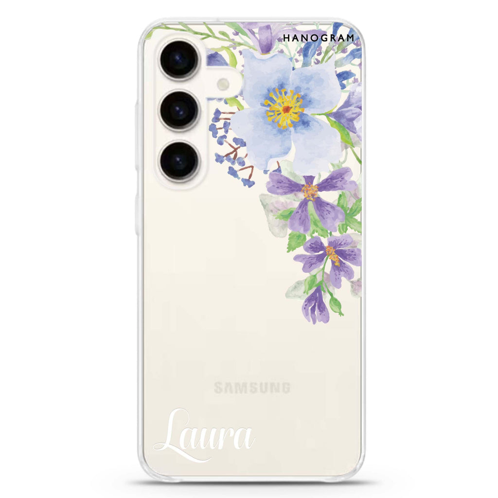 Fragrance of Flower Samsung Galaxy S26/S25/S24 可加名字水晶透明保護殼正面展示