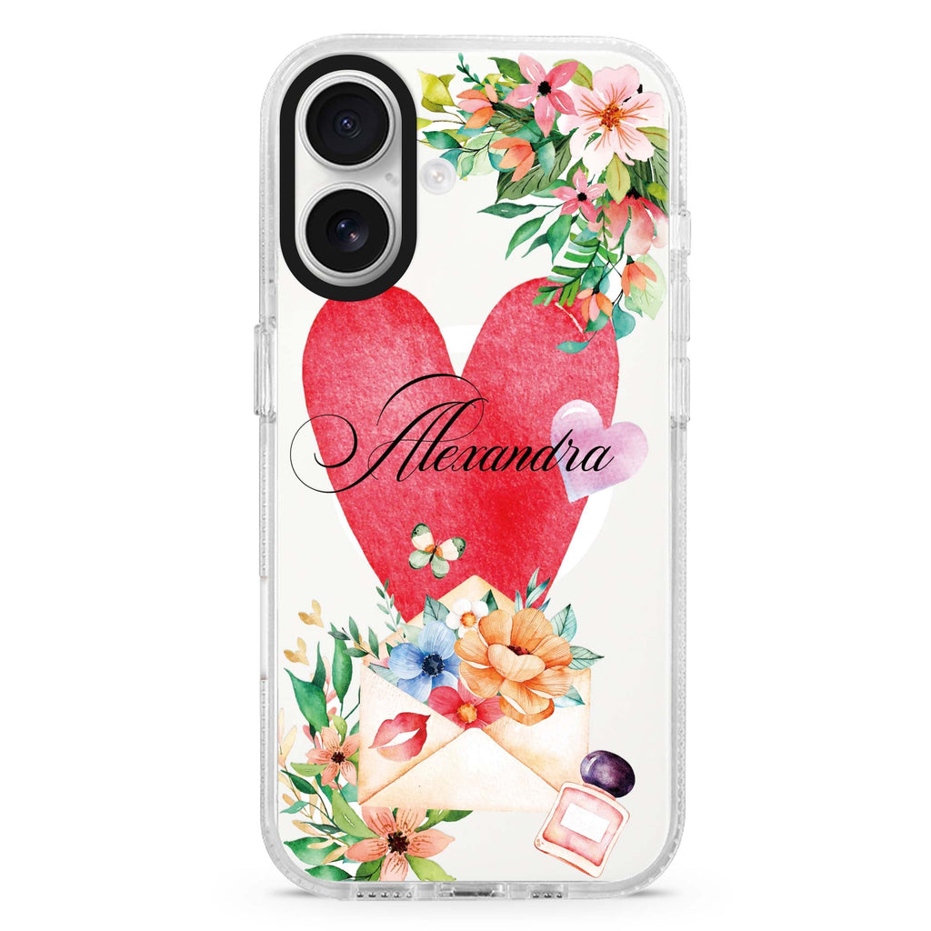 Floral Love Letter Magsafe 兼容水晶透明保護殼