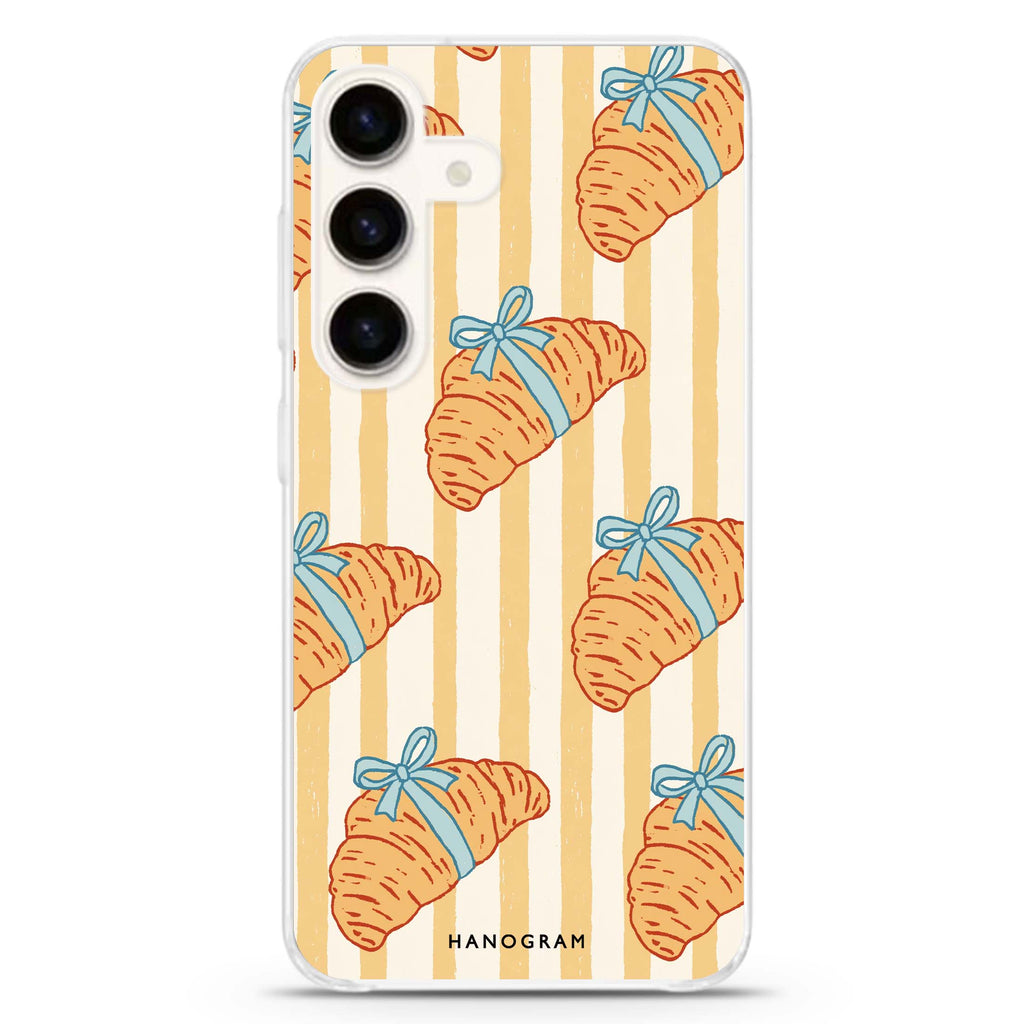 Croissants with Blue Bows Samsung Galaxy 水晶透明保護殼