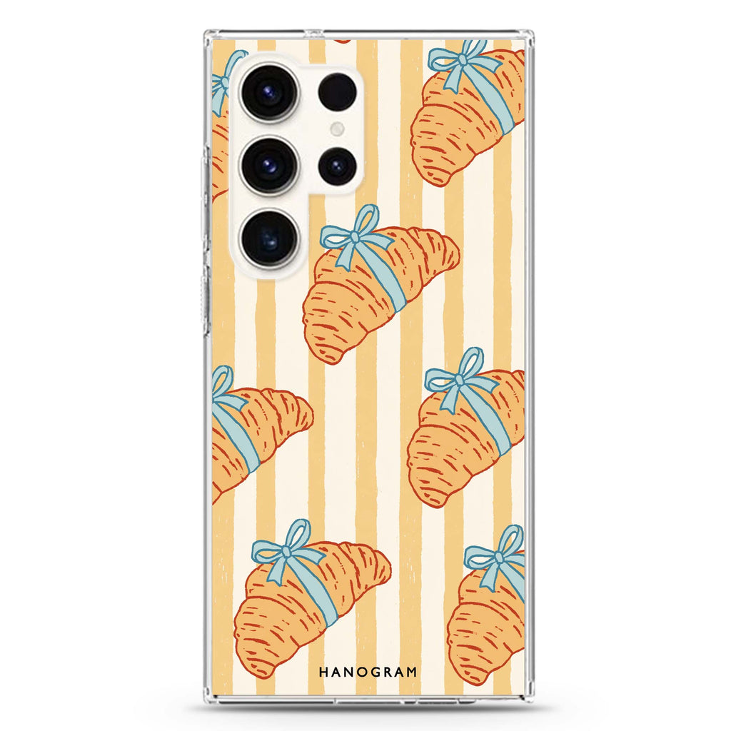 Croissants with Blue Bows Samsung Galaxy 水晶透明保護殼