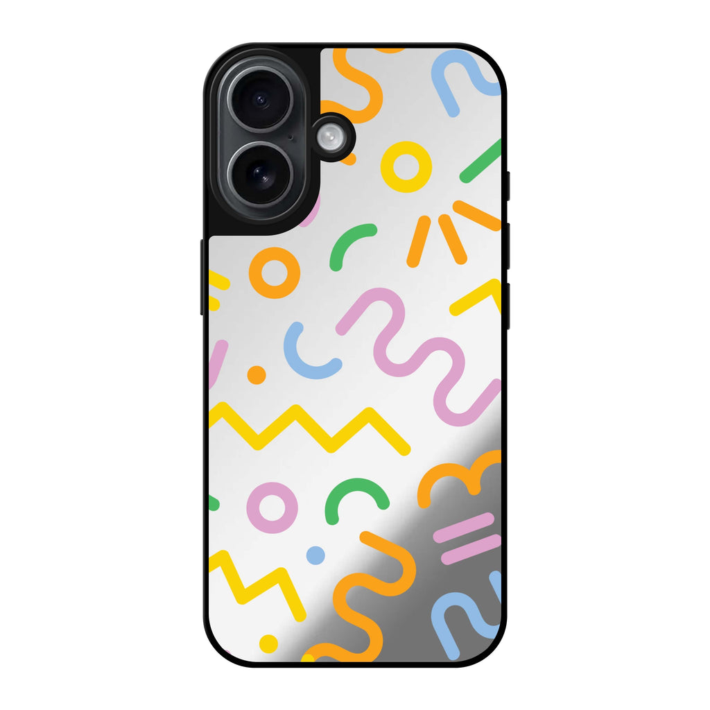 Reflective iPhone 16 Mirror Case –Abstract Doodles Design