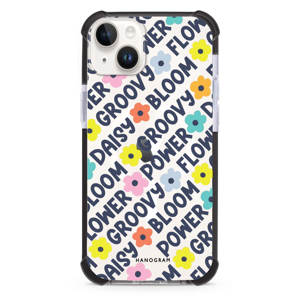 Groovy Flower iPhone 15 Plus Magsafe 兼容超強防摔保護殼