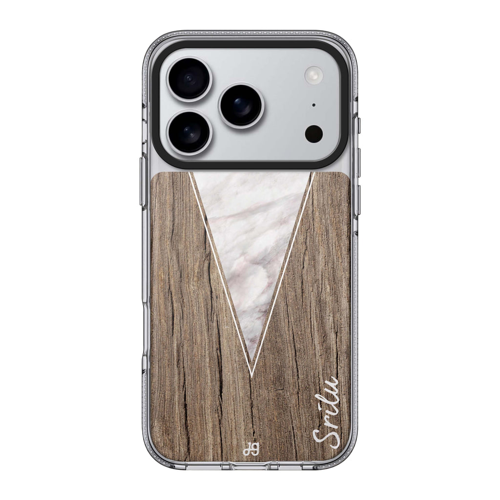Marble & Wood II iPhone 17 Pro Max MagSafe 水晶透明保護殼 雲石紋設計 可自訂名字 圖1