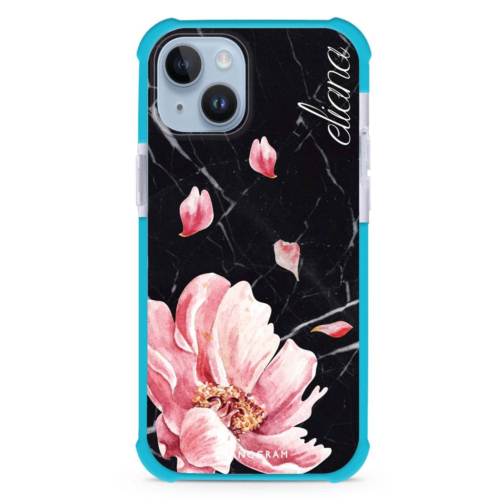 Black Marble & Floral iPhone 15 Plus Magsafe 兼容超強防摔保護殼