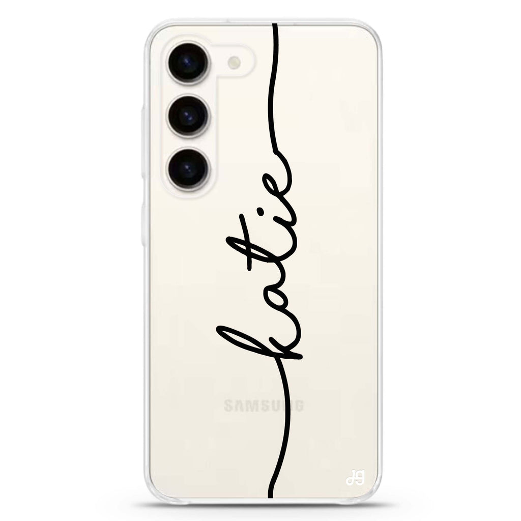 Vertical Handwritten Samsung Galaxy S26/S25/S24 可加名字水晶透明保護殼正面展示