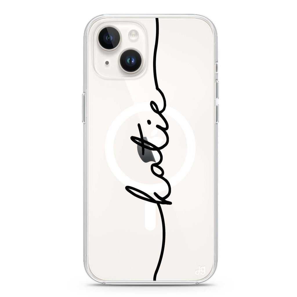 Vertical Handwritten iPhone 15 Plus Magsafe 兼容水晶透明保護殼