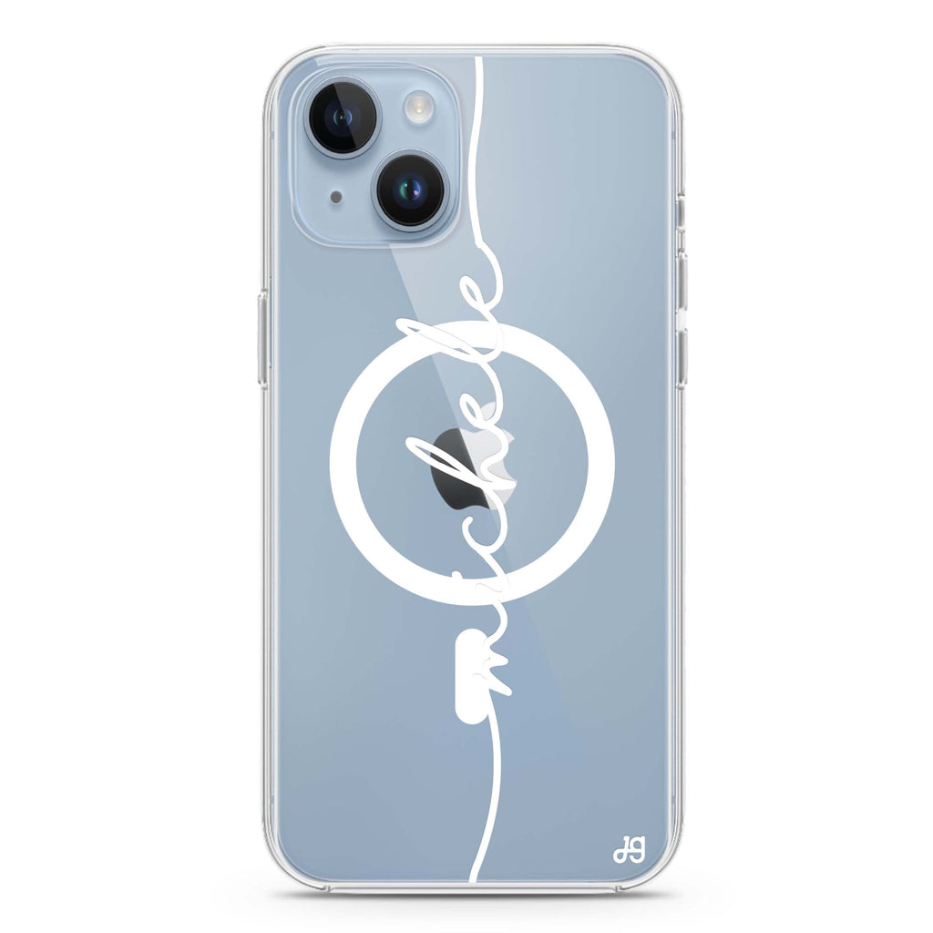Vertical Handwritten iPhone 15 Magsafe 兼容水晶透明保護殼