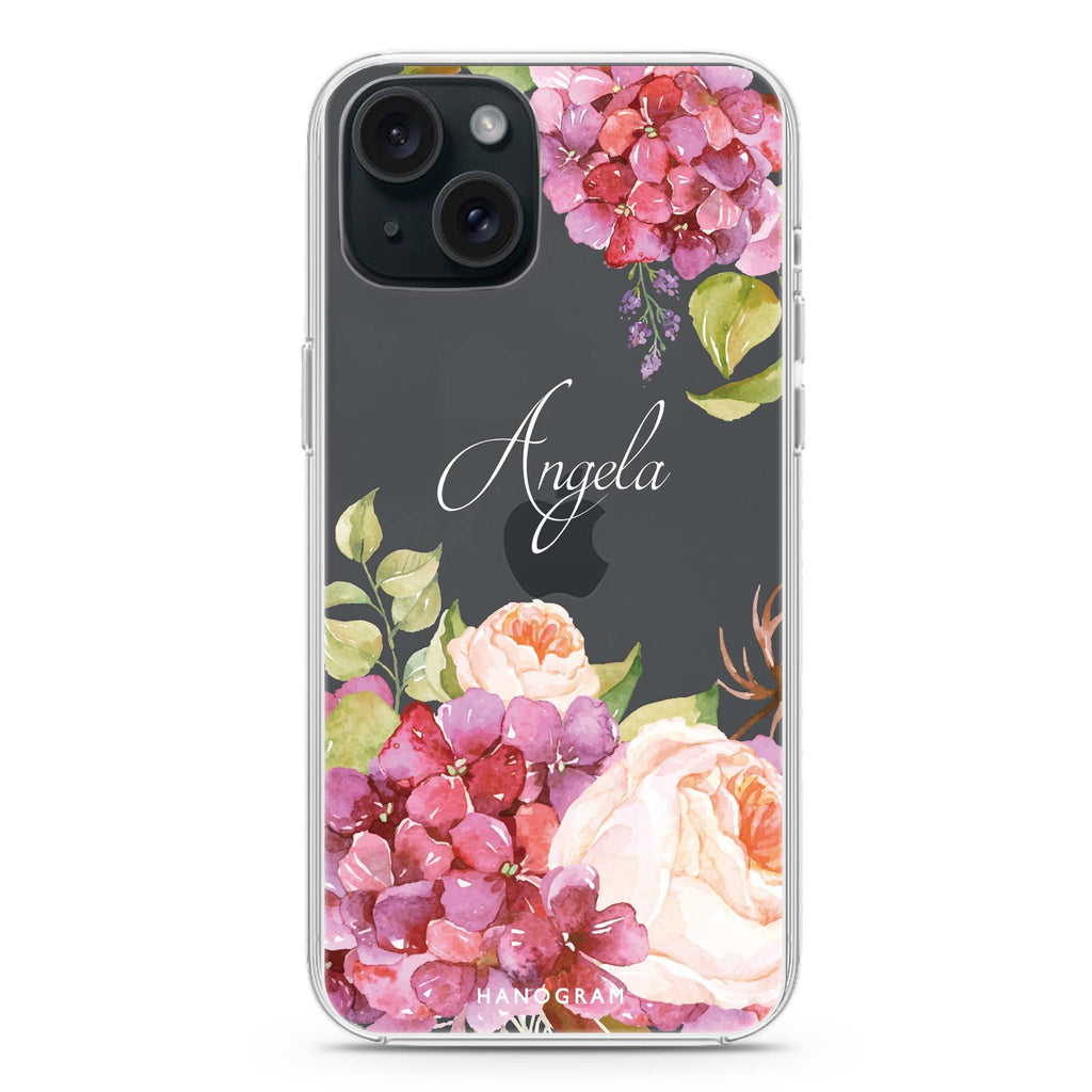 Pretty Floral iPhone 15 plus 水晶透明保護殼