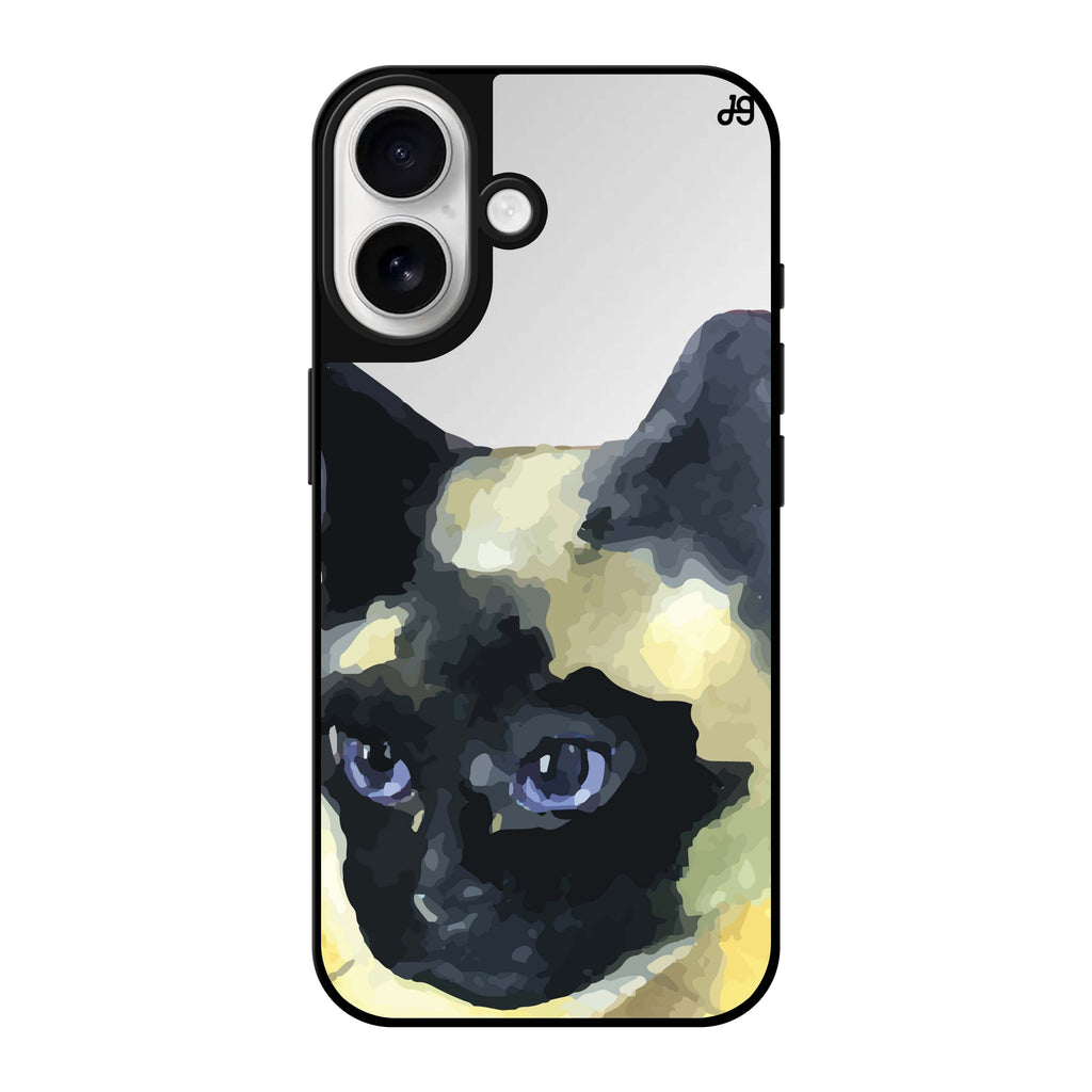Reflective iPhone 16 Mirror Case –Watercolour Cat Design