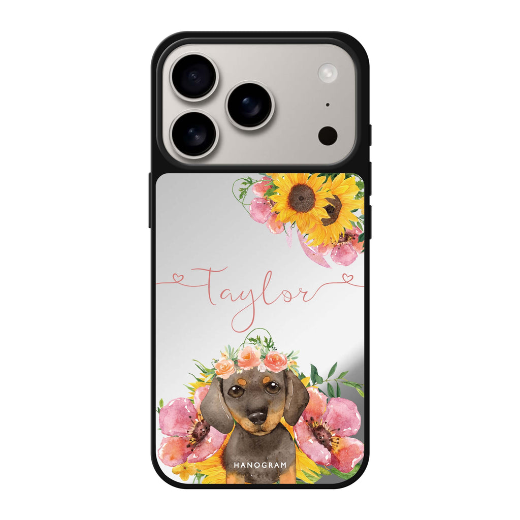 Sunflower Puppy 狗狗花卉 iPhone 17 Pro Max 鏡面手機殼主圖