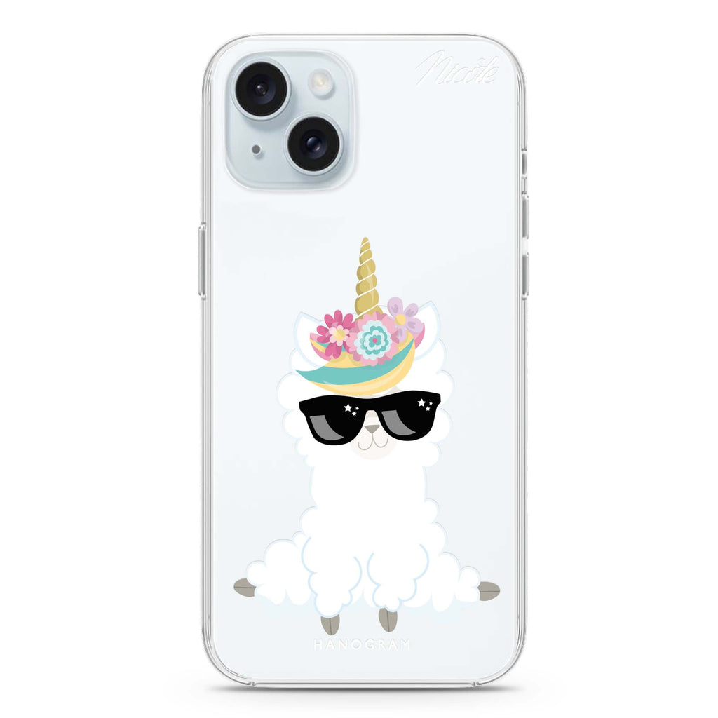 Sunglasses llamacorn iPhone 15 plus 水晶透明保護殼