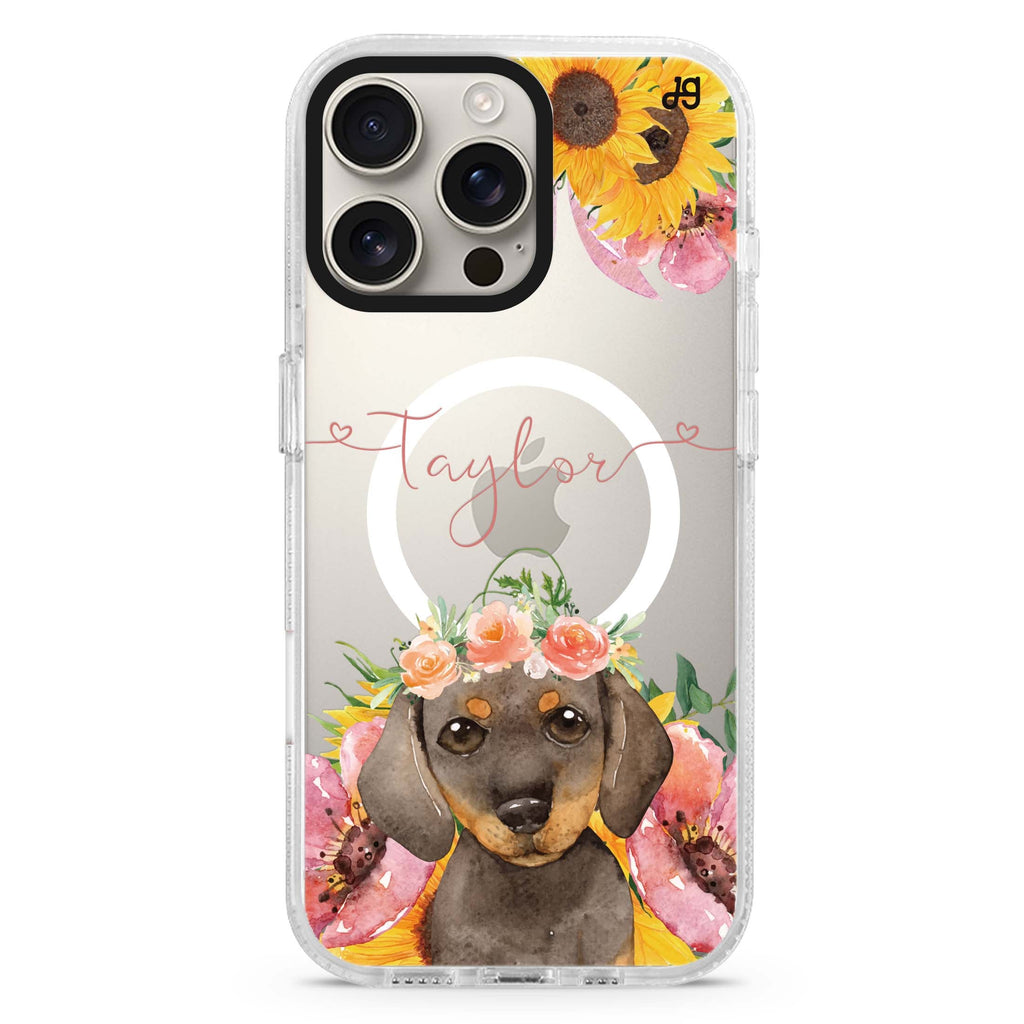 Sunflower Puppy Magsafe 兼容水晶透明保護殼