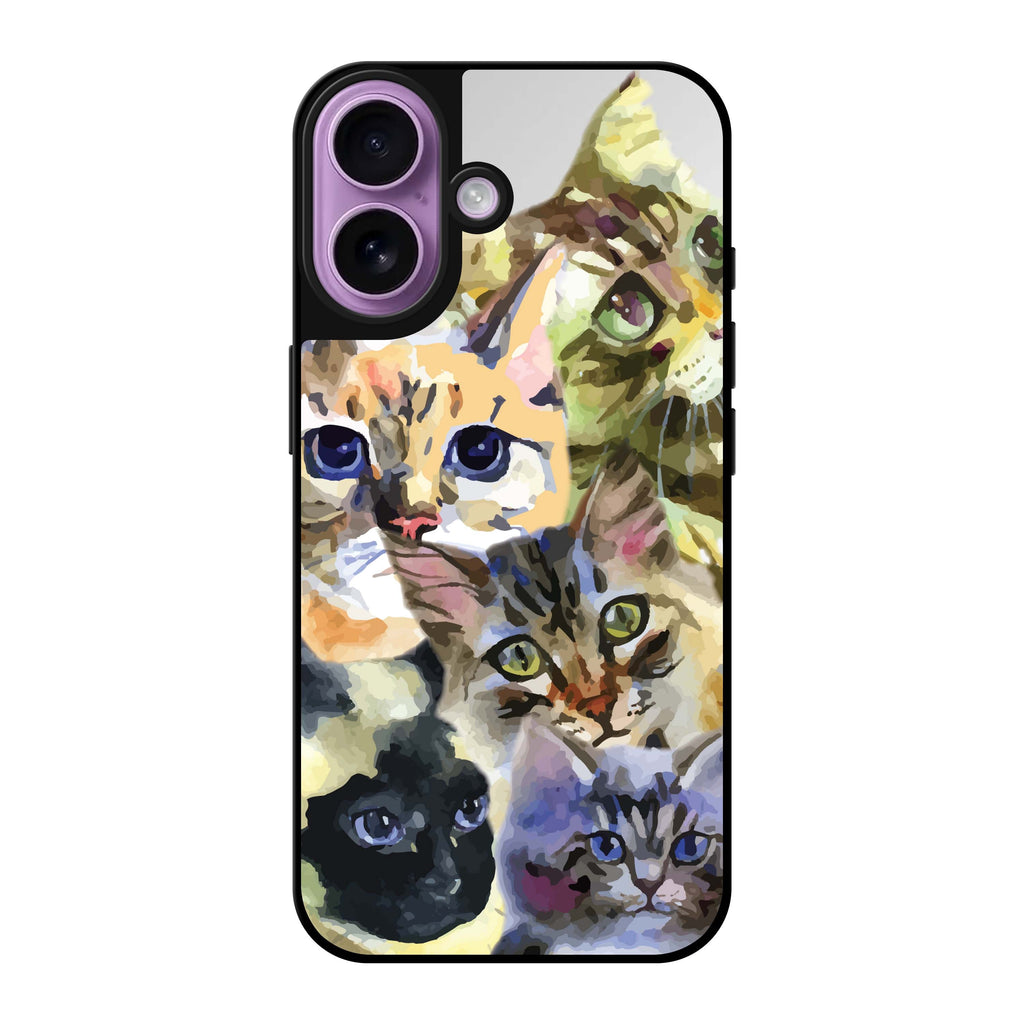 Reflective iPhone 16 Mirror Case –Watercolour Cat Design