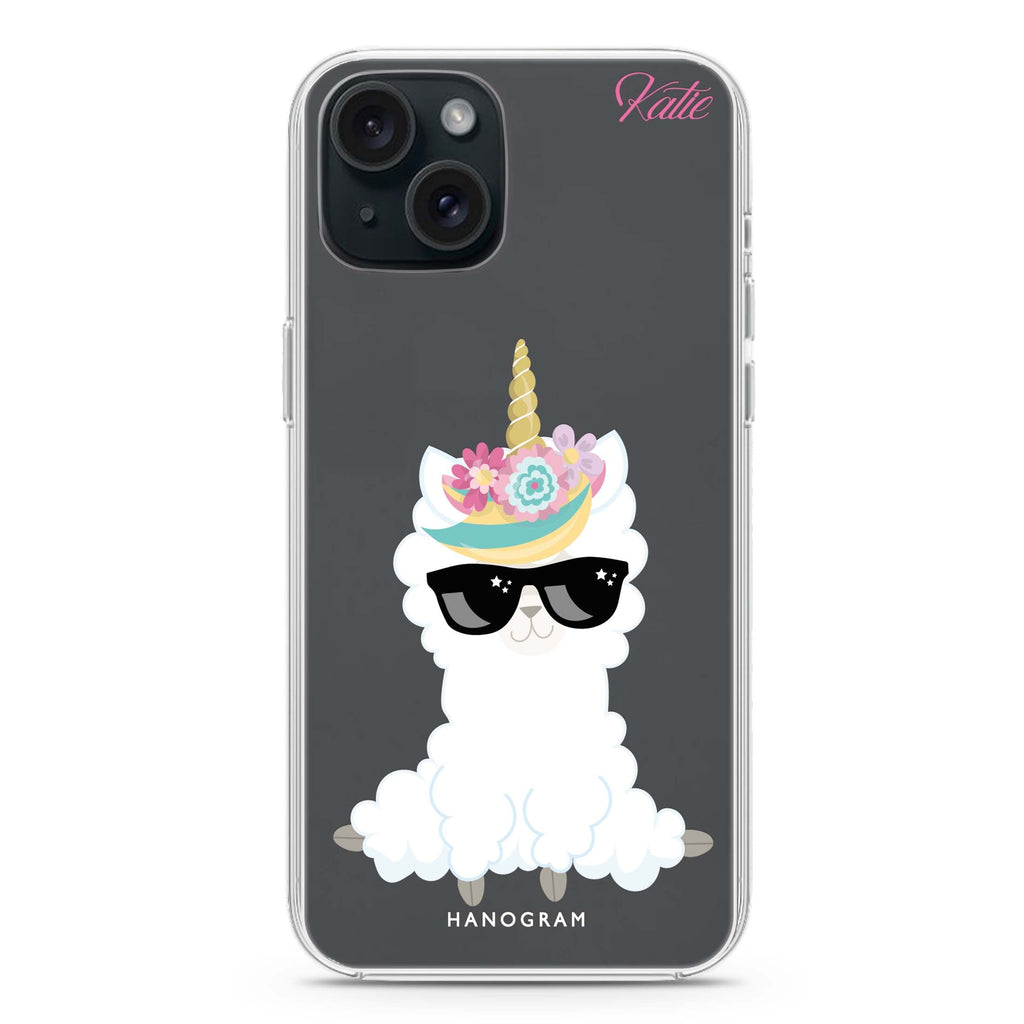 Sunglasses llamacorn iPhone 15 水晶透明保護殼