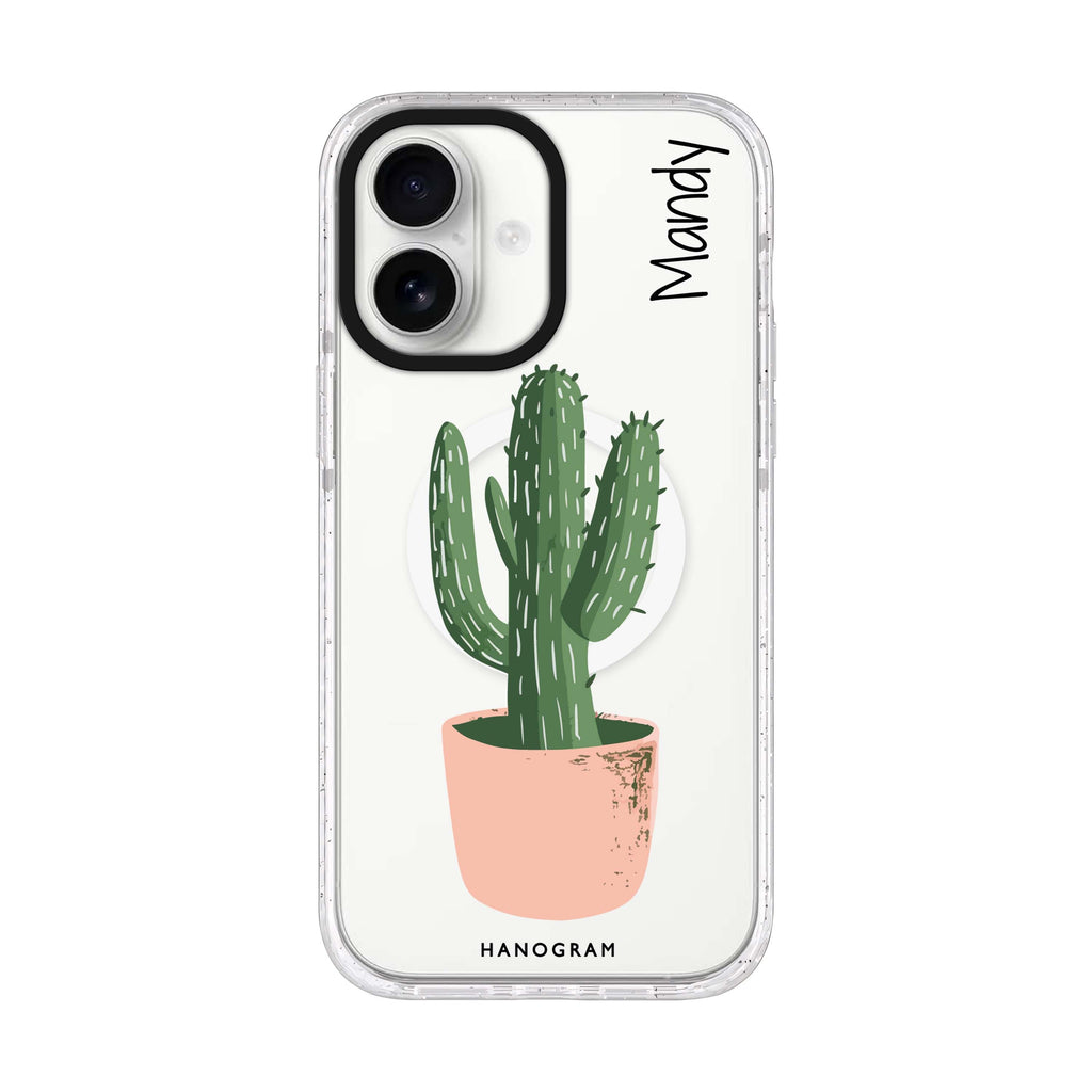 Cacti Delight iPhone 17 水晶透明保護殼正面展示