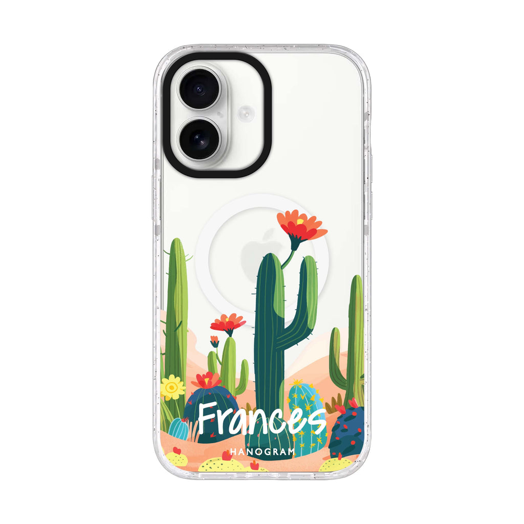 Desert Bloom iPhone 17 水晶透明保護殼正面展示