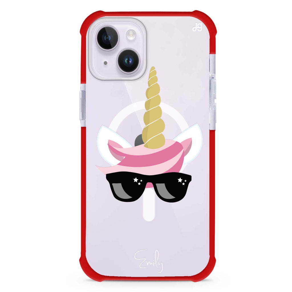Cute Sunglasses unicorn iPhone 15 Plus Magsafe 兼容超強防摔保護殼