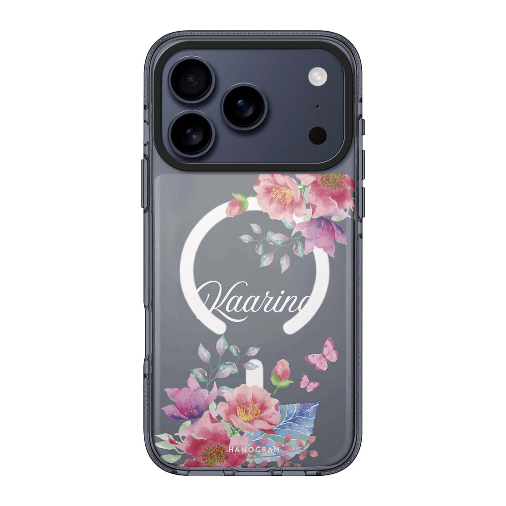 Butterfly Garden iPhone 17 Pro Max MagSafe 水晶透明保護殼 蝴蝶圖案設計 可自訂名字 圖1