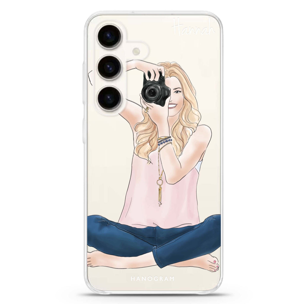 Camera girl I Samsung Galaxy S26/S25/S24 可加名字水晶透明保護殼正面展示