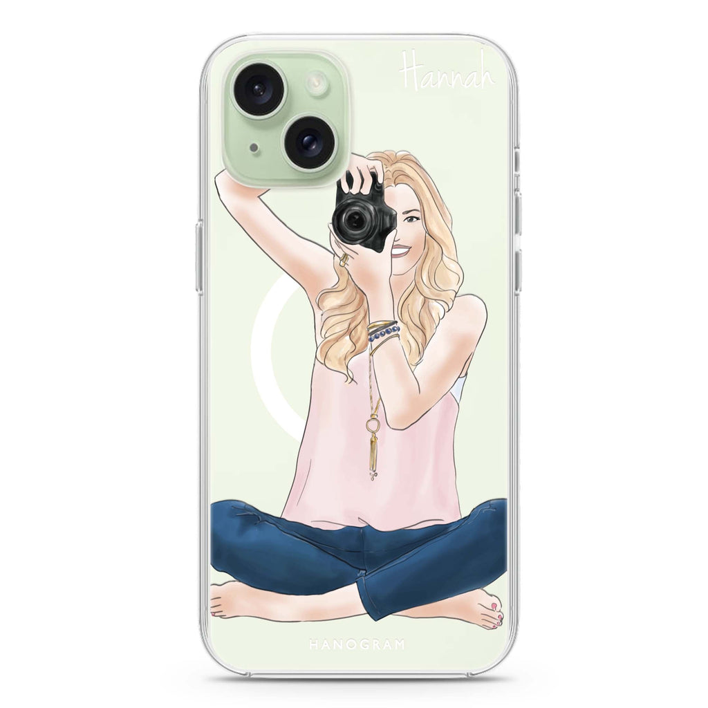Camera girl I iPhone 15 Magsafe 兼容水晶透明保護殼