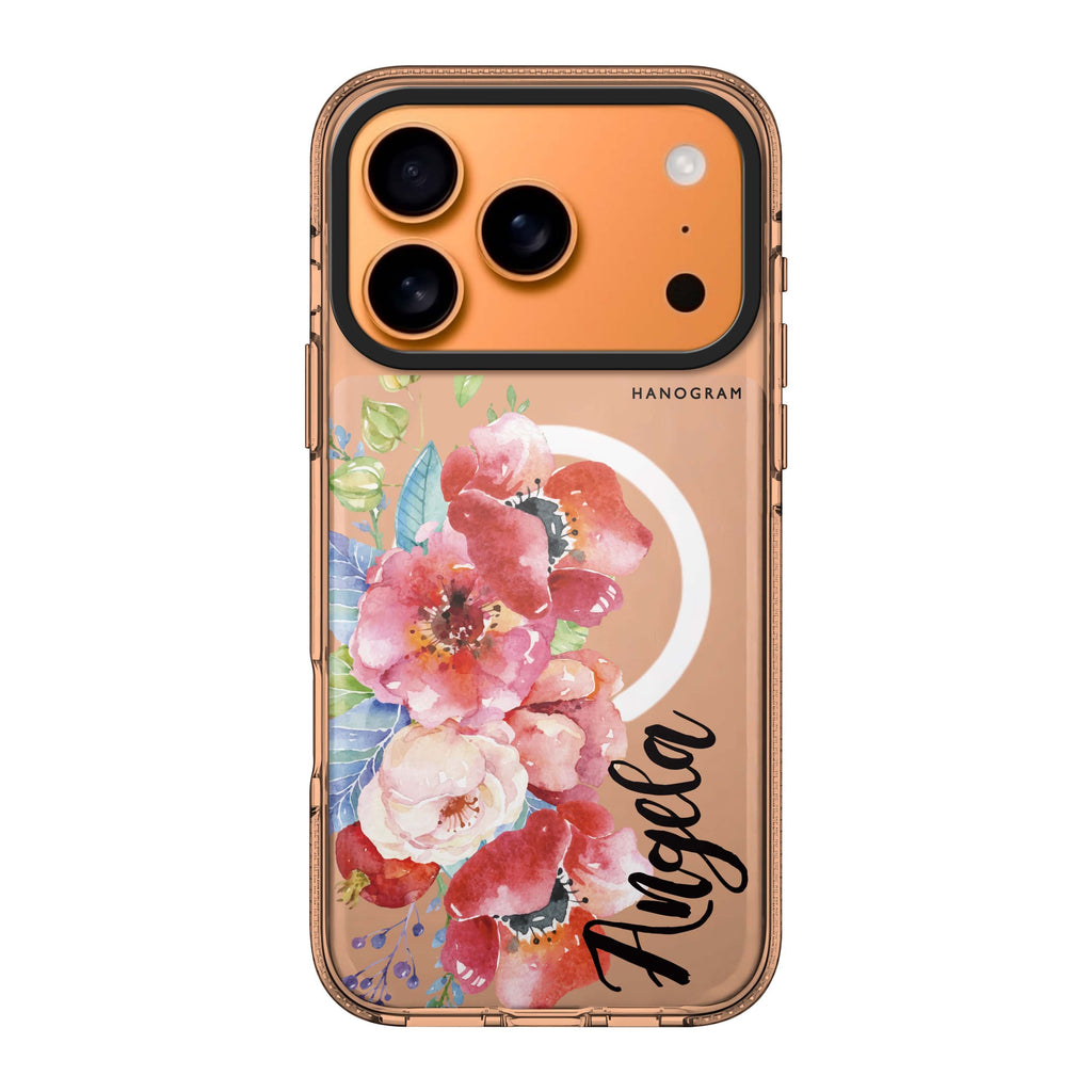 Poppies iPhone 17 Pro Max MagSafe 水晶透明保護殼 花卉圖案設計 可自訂名字 圖1