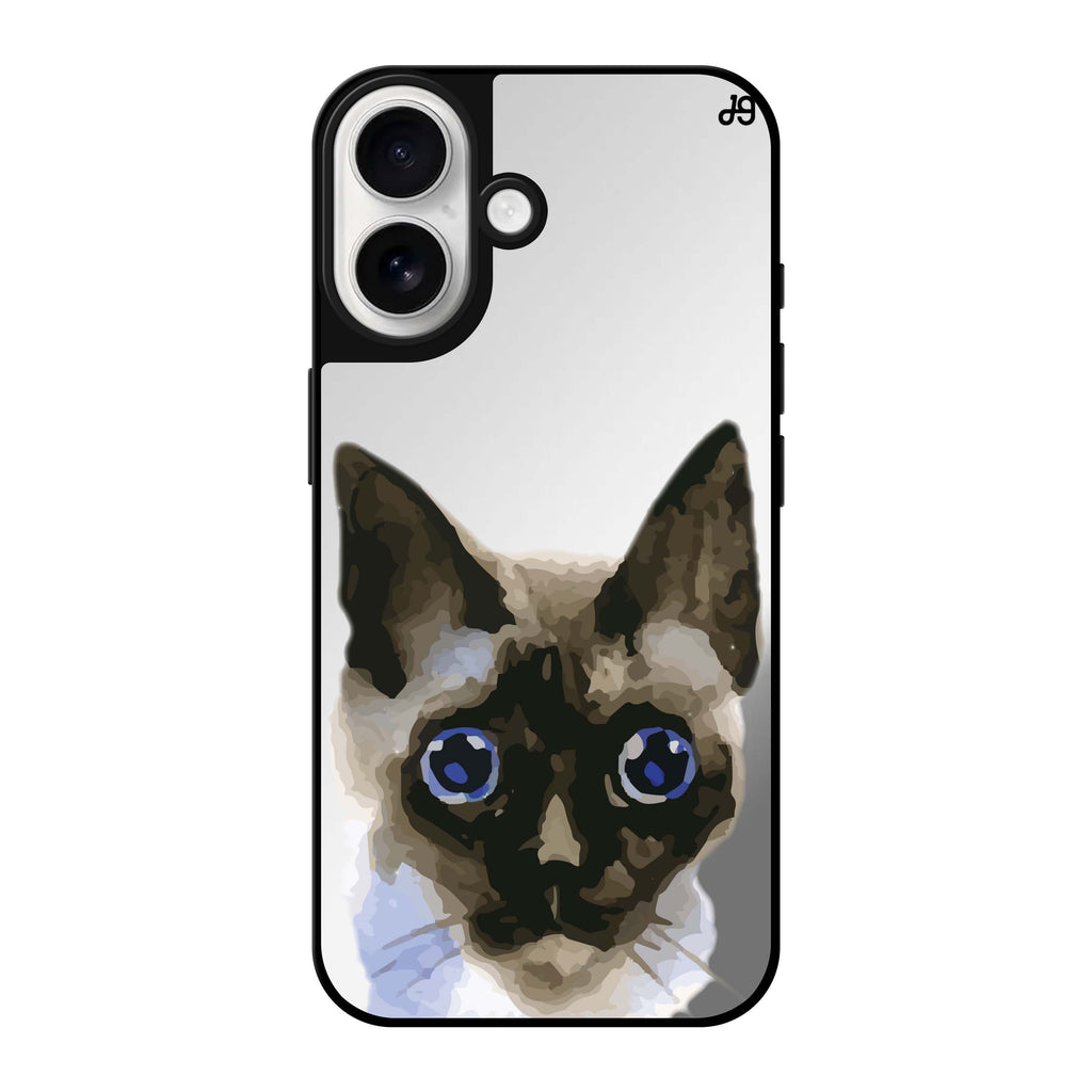 Reflective iPhone 16 Mirror Case –Watercolour Cat Design
