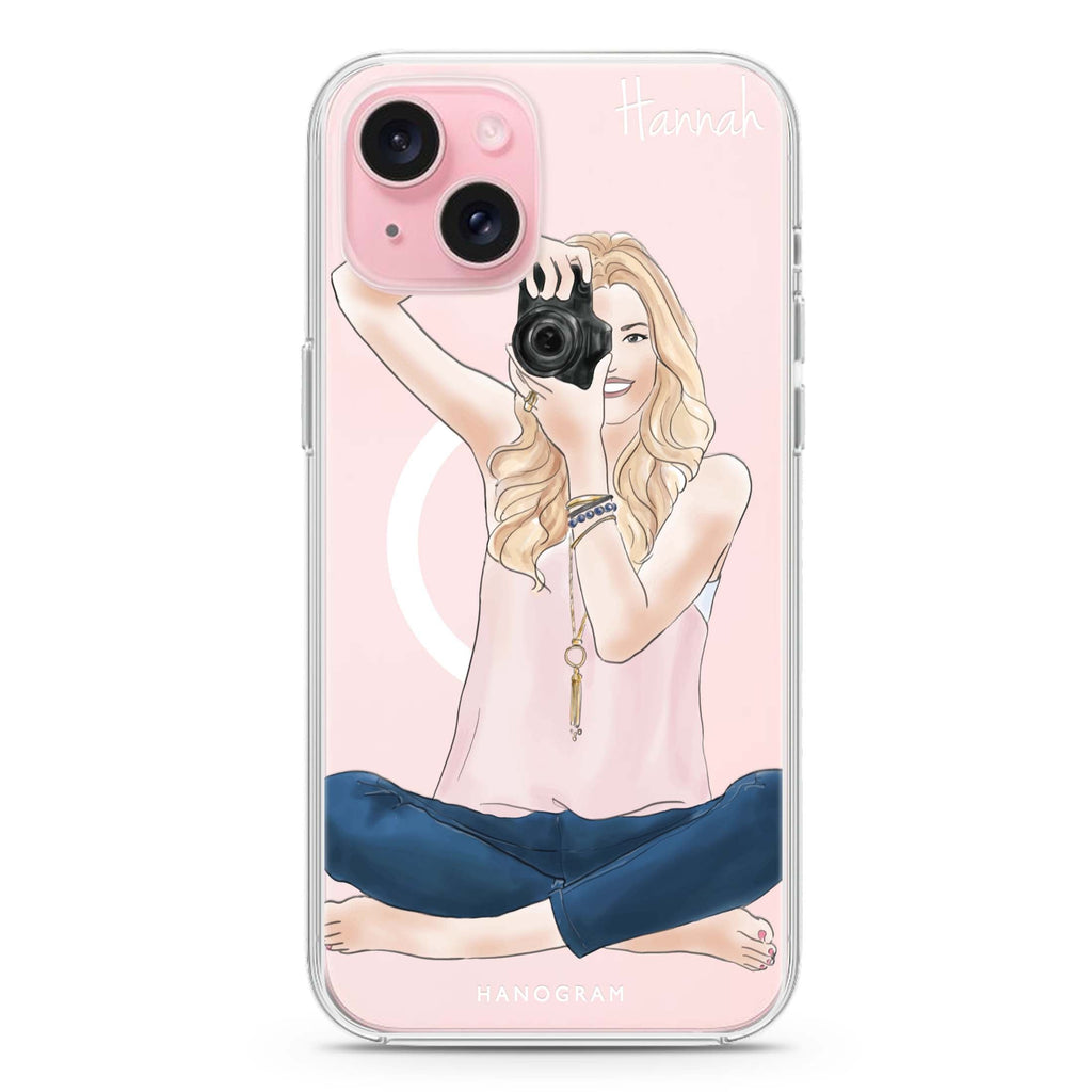 Camera girl I iPhone 15 Plus Magsafe 兼容水晶透明保護殼