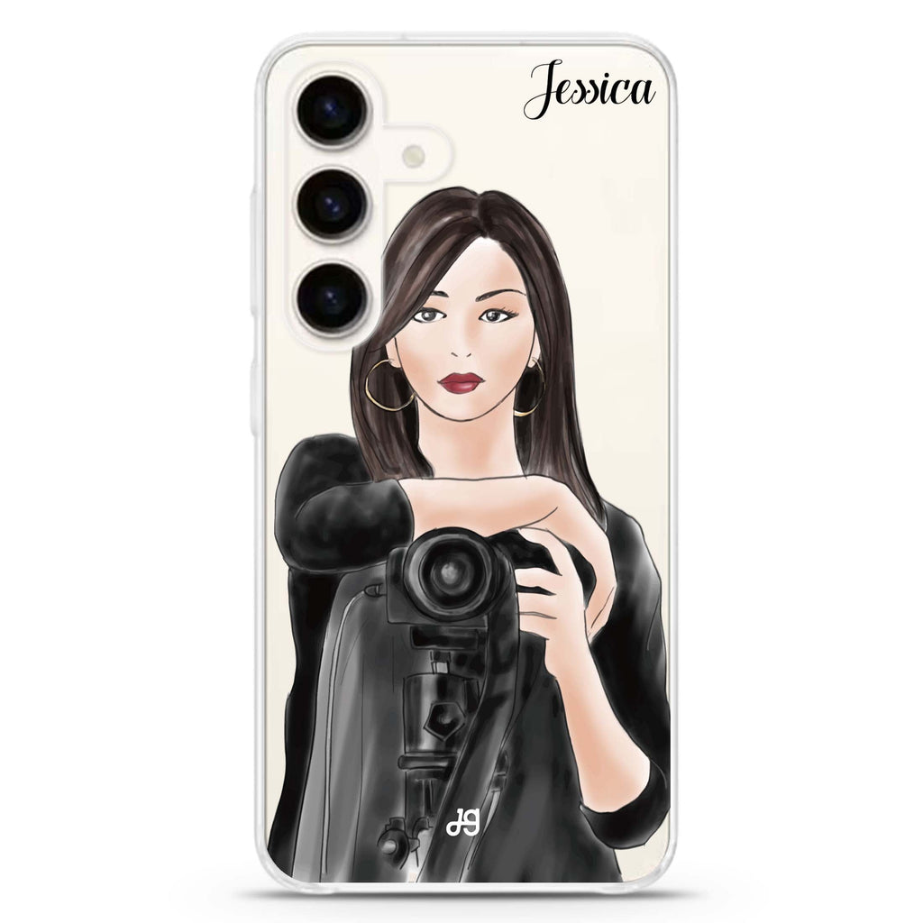 Camera girl III Samsung Galaxy S26/S25/S24 可加名字水晶透明保護殼正面展示