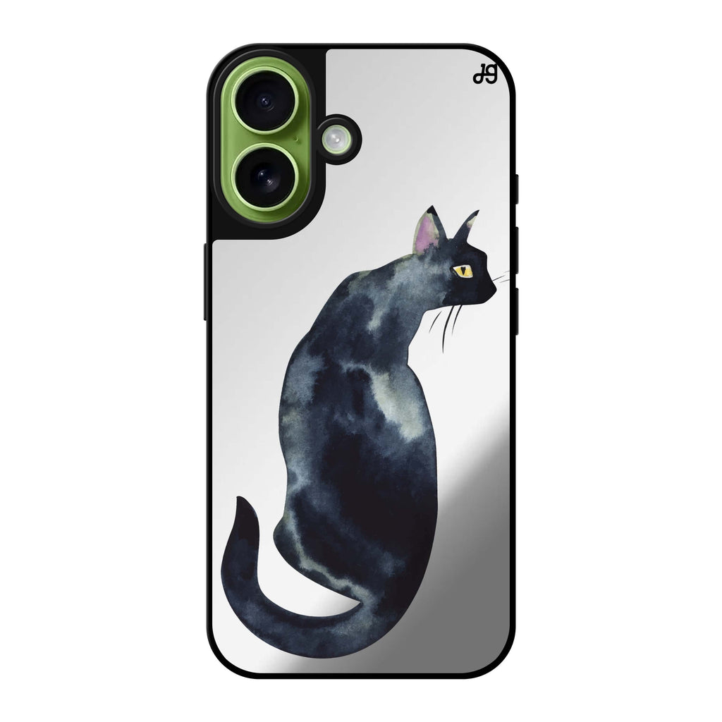 Reflective iPhone 16 Mirror Case –Watercolour Cat Design