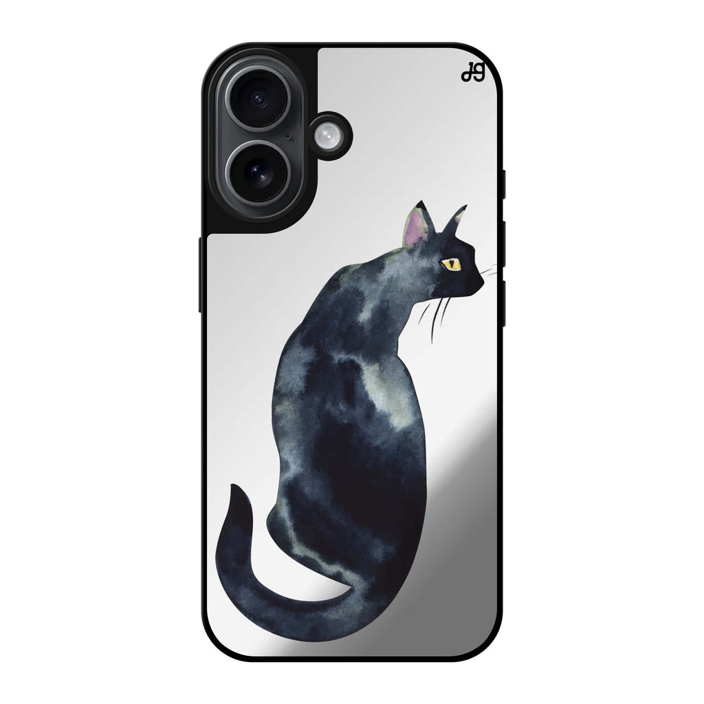 Reflective iPhone 16 Mirror Case –Watercolour Cat Design