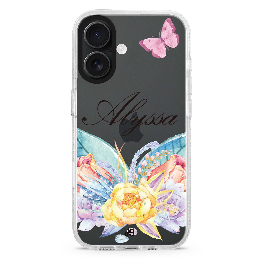 Butterfly and Abloom Rose 水晶透明保護殼