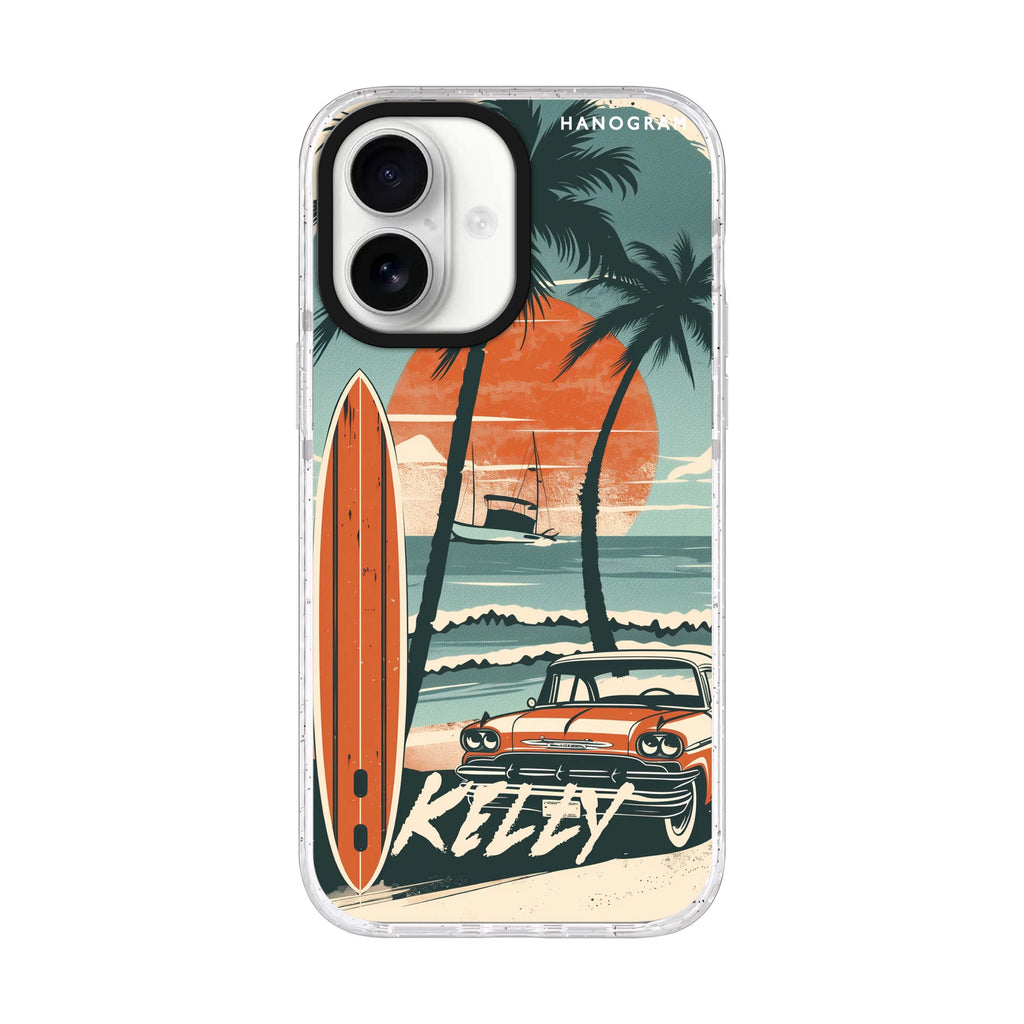 Surf Vibes iPhone 17 水晶透明保護殼正面展示