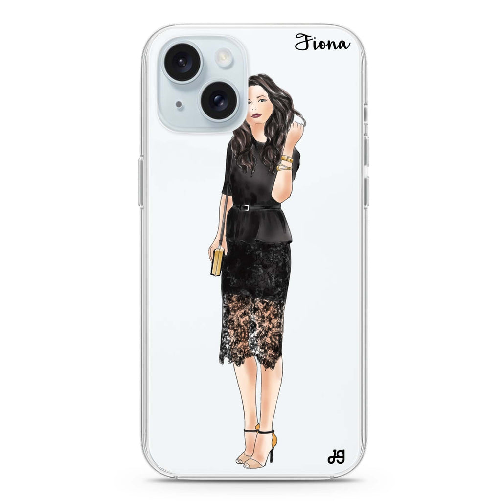 Black lace girl I iPhone 15 plus 水晶透明保護殼