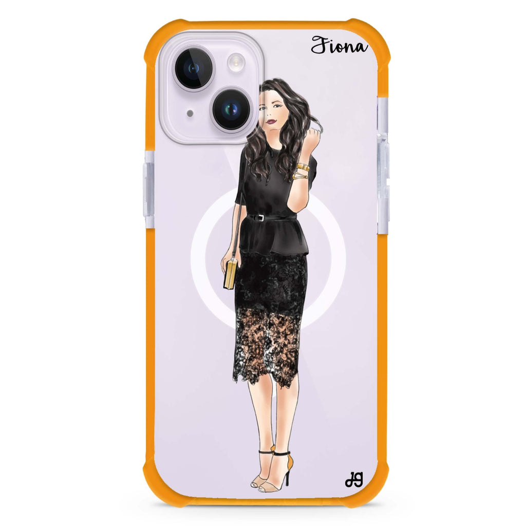 Black lace girl I iPhone 15 Plus Magsafe 兼容超強防摔保護殼
