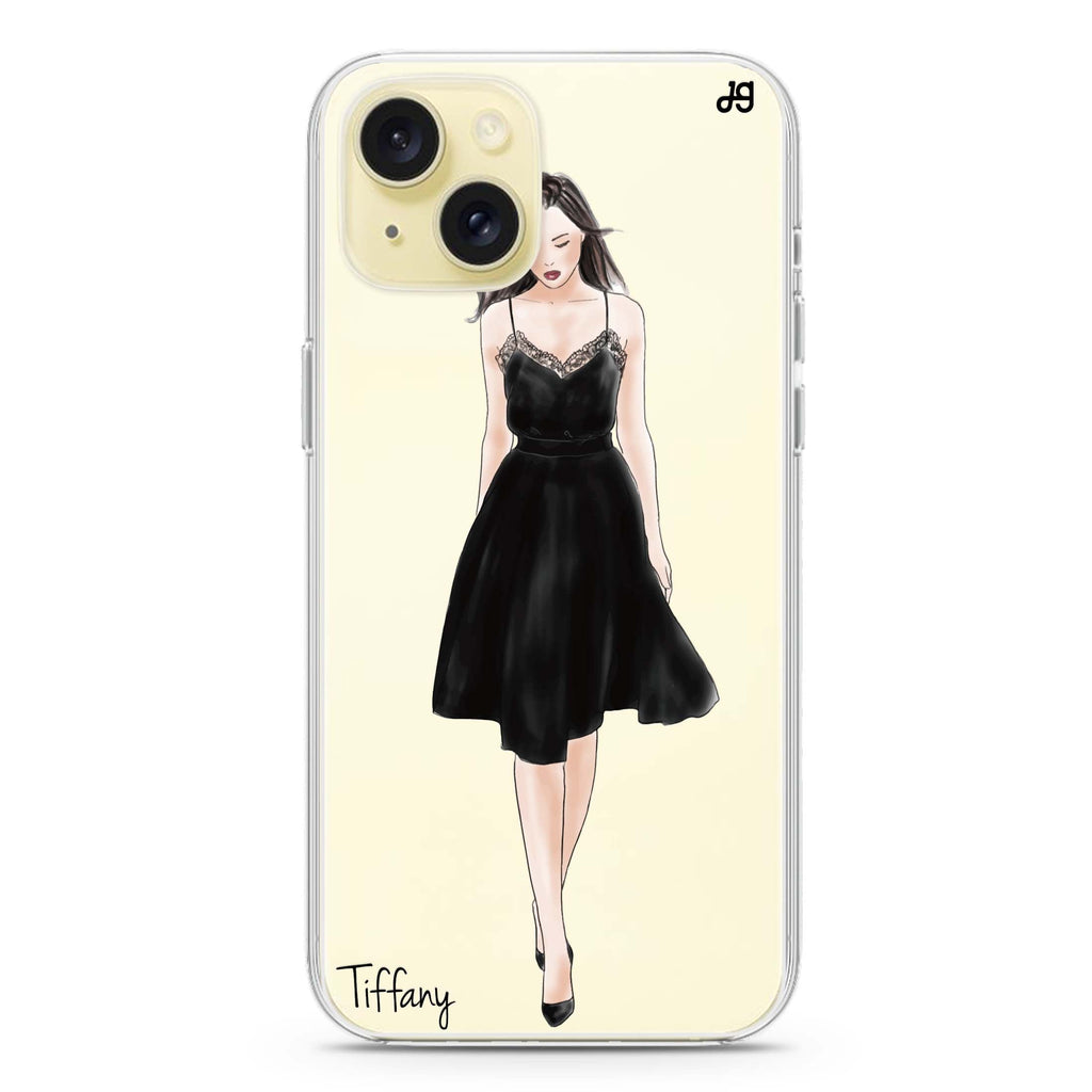 Black lace girl II iPhone 15 水晶透明保護殼