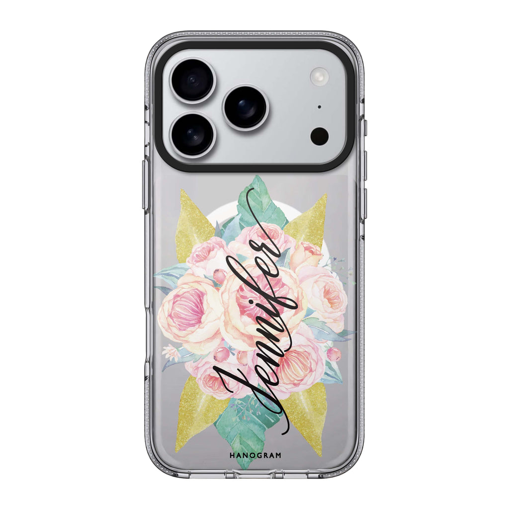 Abloom Rose iPhone 17 Pro Max MagSafe 水晶透明保護殼 花卉圖案設計 可自訂名字 圖1