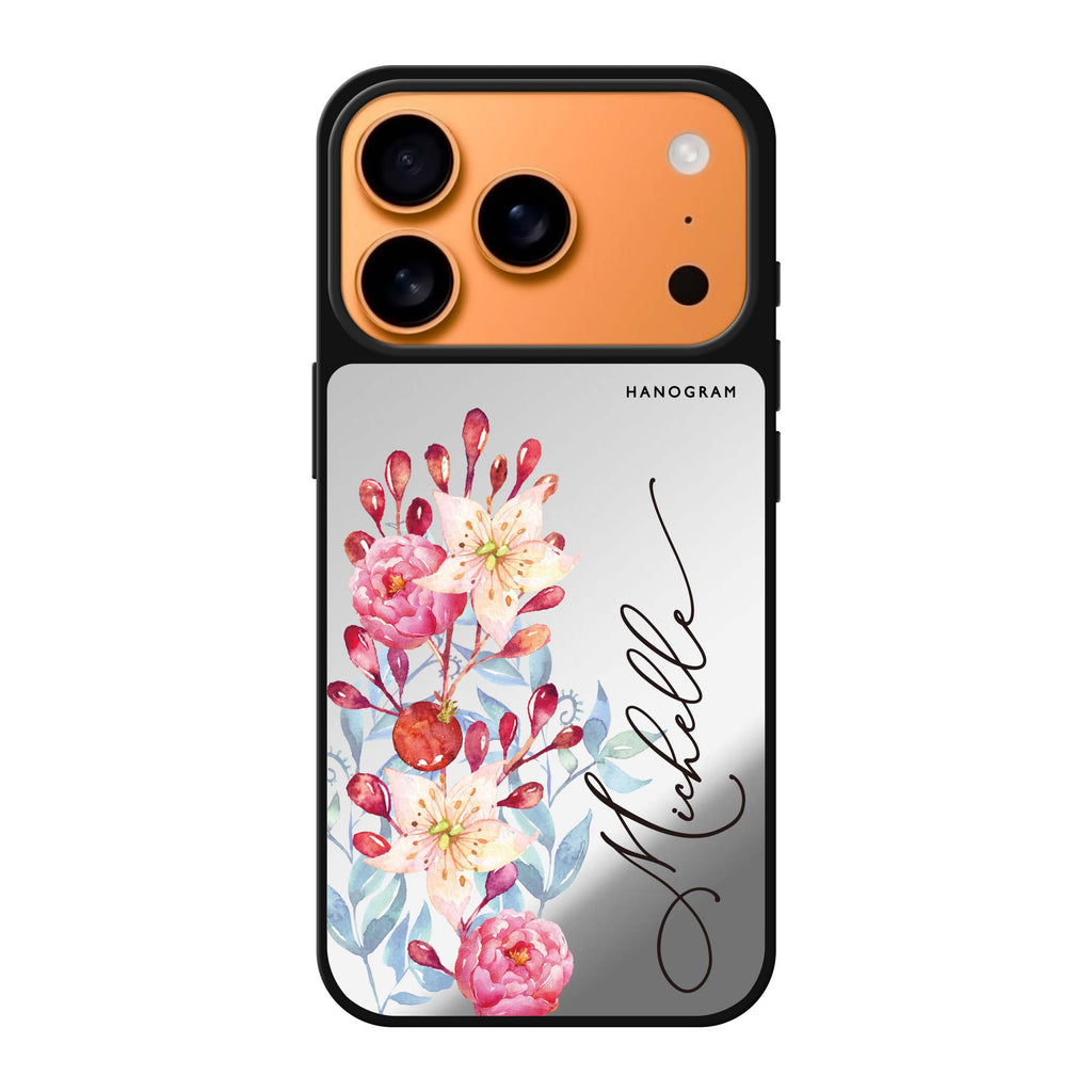 Pink Watercolor Floral Bouquet 粉紅色花卉 iPhone 17 Pro Max 鏡面手機殼主圖
