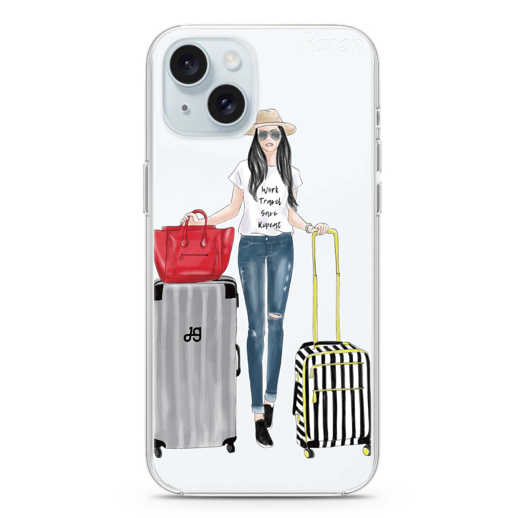Travel girl I iPhone 15 plus 水晶透明保護殼